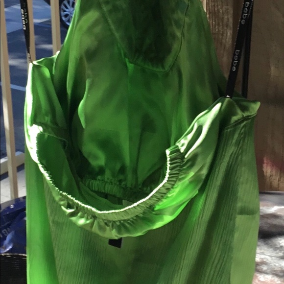 BEBE Silk  & Beaded Neck Top - Picture 4 of 8